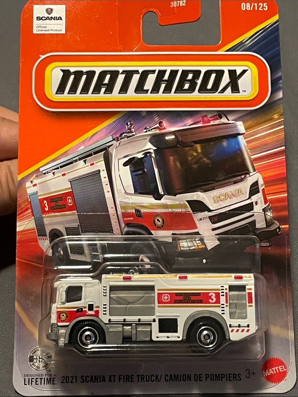 Matchbox Fire Truck White & Red Scania XT Fire Rescue Truck Toy